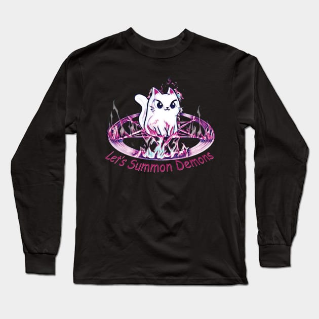 Cat Summon Demons Long Sleeve T-Shirt by Trendsdk